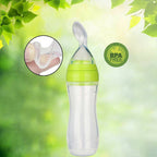 Safe-O-Kid Easy Squeezy Silicone Food Feeder Spoon (Soft Tip) Bottle- Green- 90mL | Grocsy