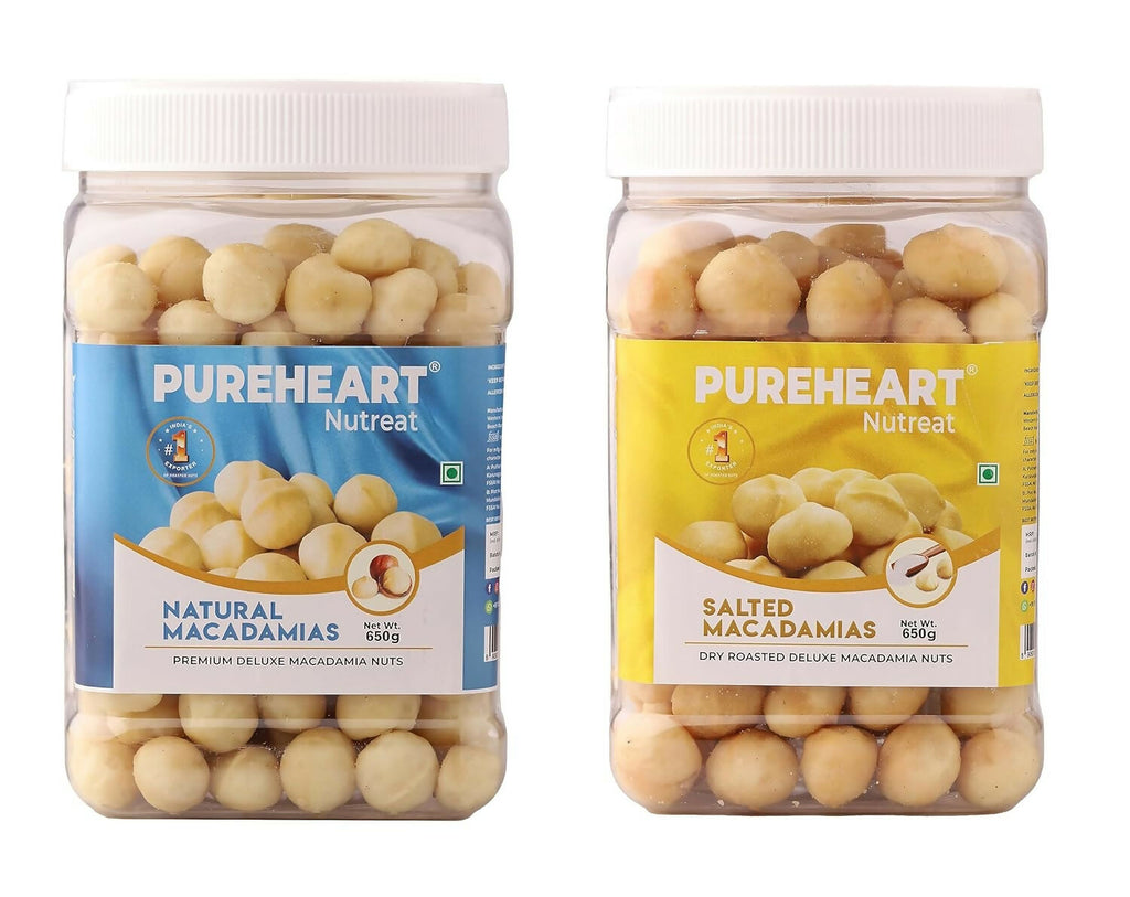 Pureheart Nutreat Combo of Natural Macadamia and Salted Roasted Macadamia | Grocsy