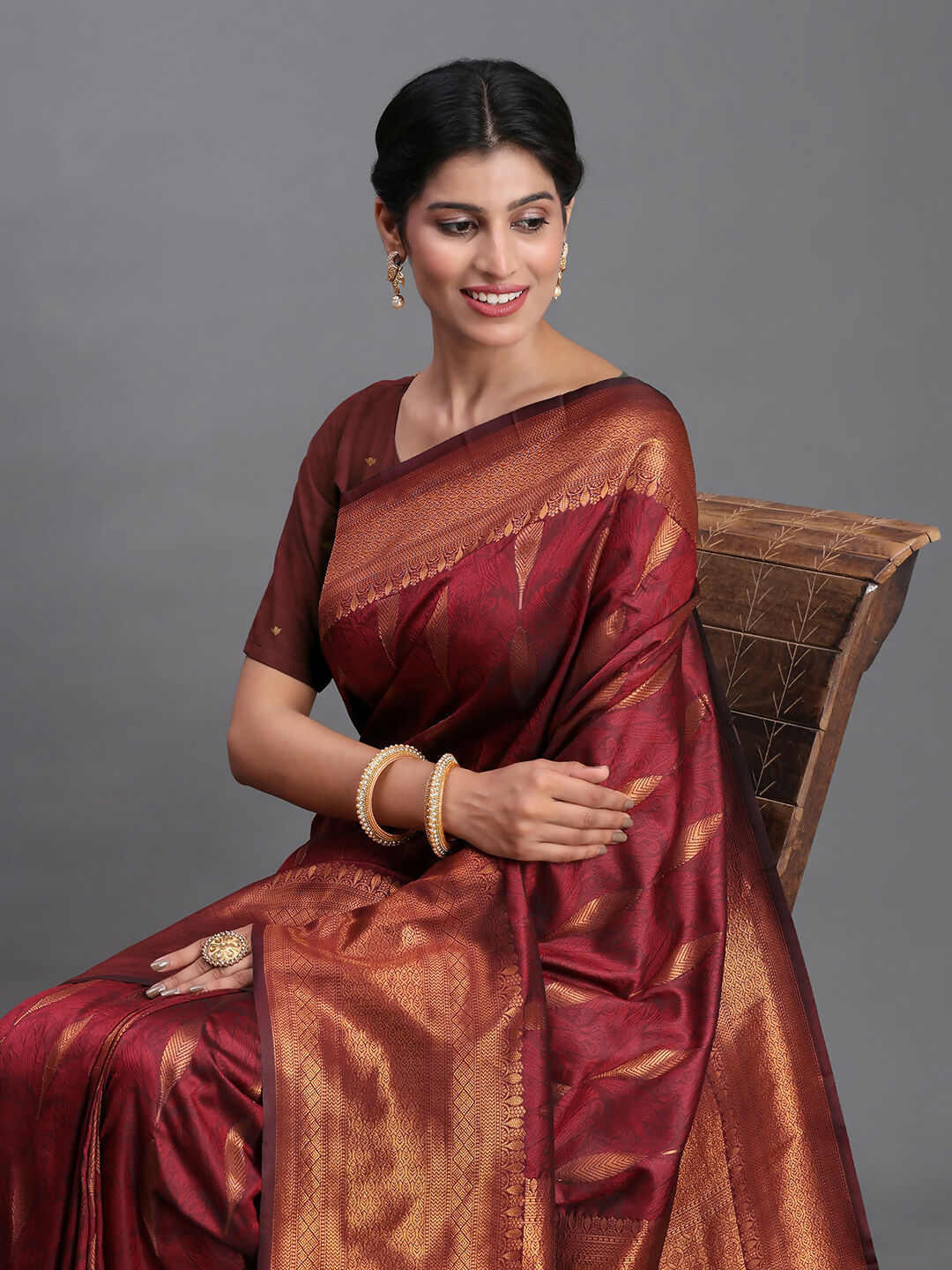 Shree Shyam Fashion Silk Maroon Saree | Grocsy