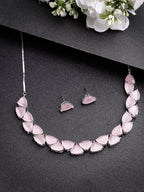 NVR Women's Pink Artificial Stones Studded Handcrafted Jewellery Set | Grocsy