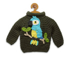 Chutput Kids Green Parrot Design Solid Pullover Sweater | Grocsy