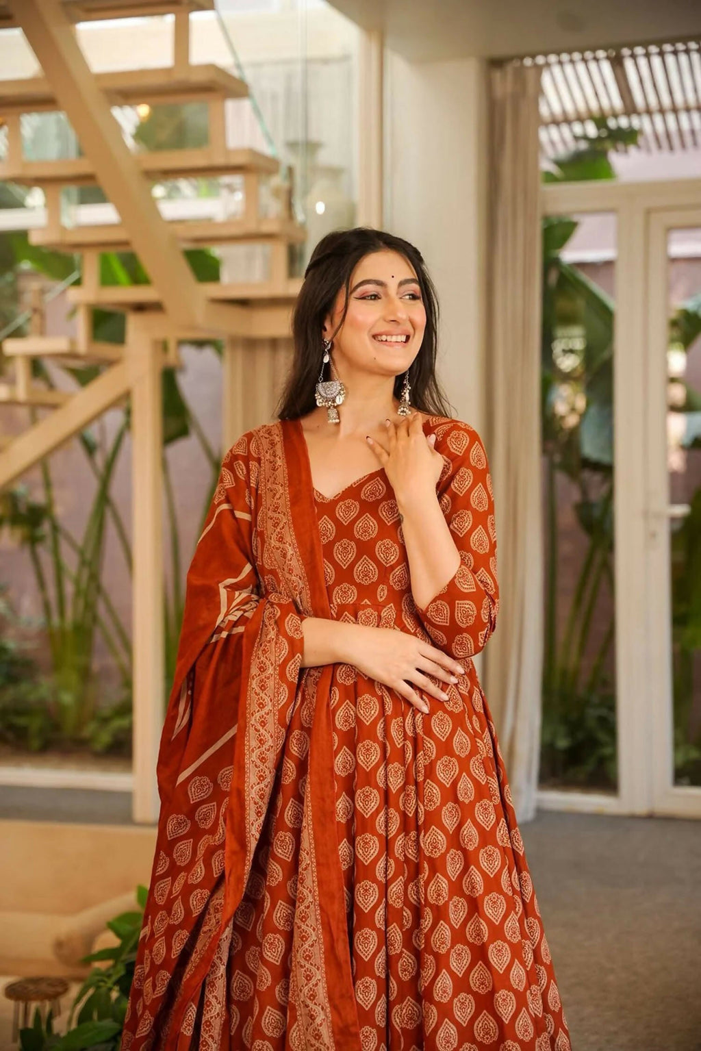 Aayaa Designer Cotton Silk Suit - Maroon | Grocsy