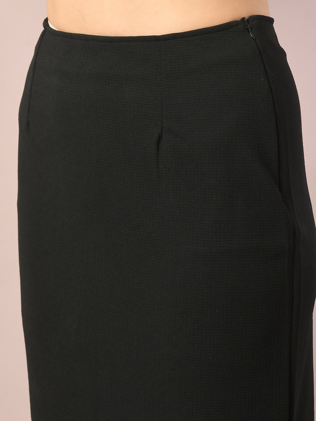 Myshka Women's Black Solid Knee Length Party Embellished Skirts | Grocsy