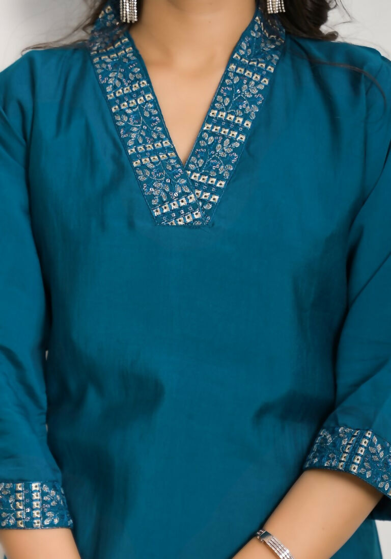 Festive Wear Ethnic Rama Viscose chanderi Stitched Suit With Dupatta - Nisha | Grocsy