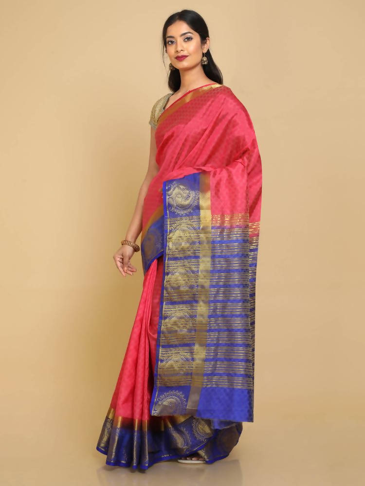 Kalamandir Bnarasi Silk Blend Pink Pashmina Saree | Grocsy