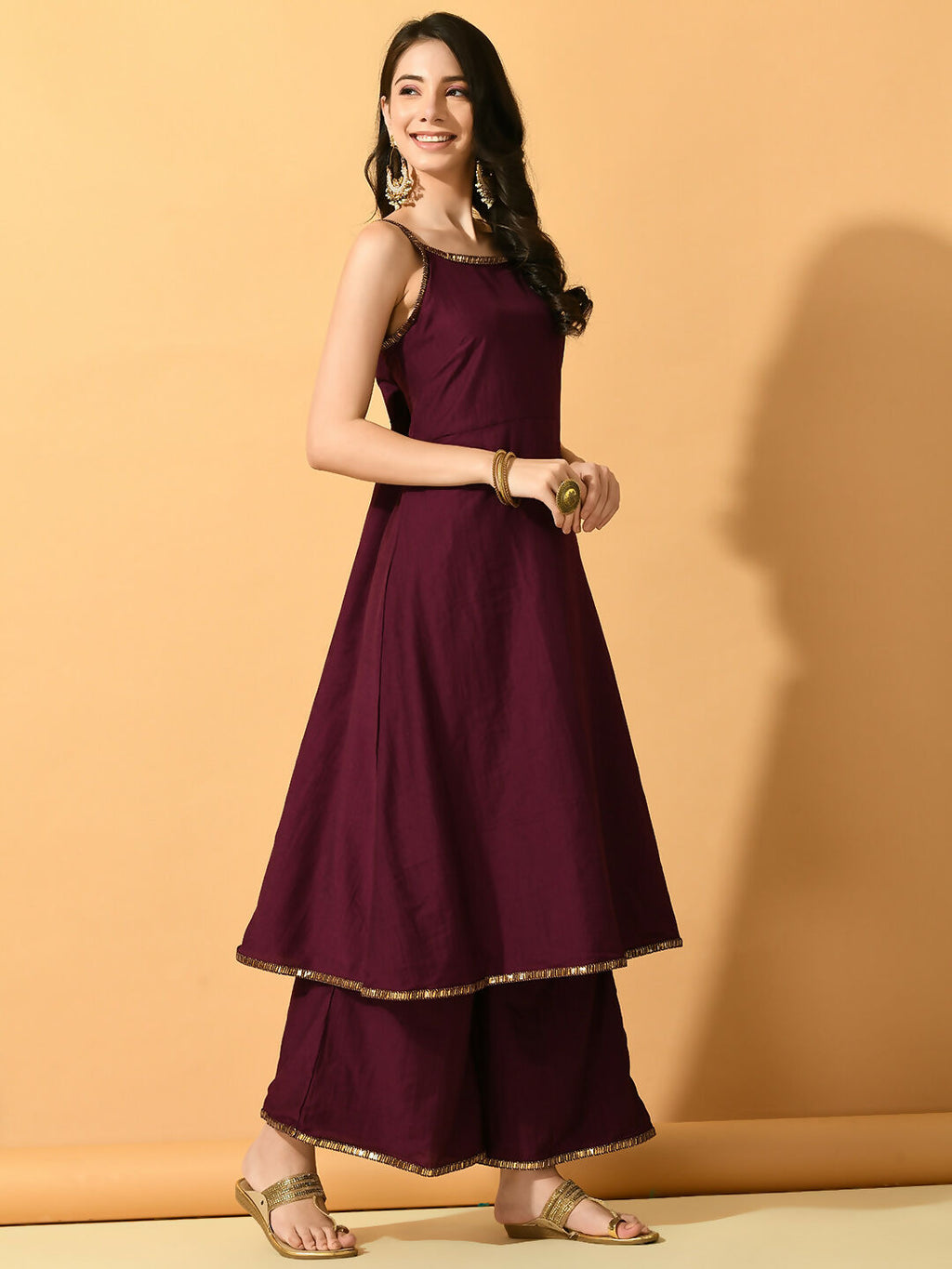 Myshka Women's Violet Solid Party Kurta Sets | Grocsy