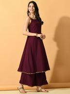 Myshka Women's Violet Solid Party Kurta Sets | Grocsy