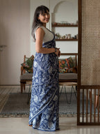 Suta Blue Floral Pure Cotton Saree | Grocsy