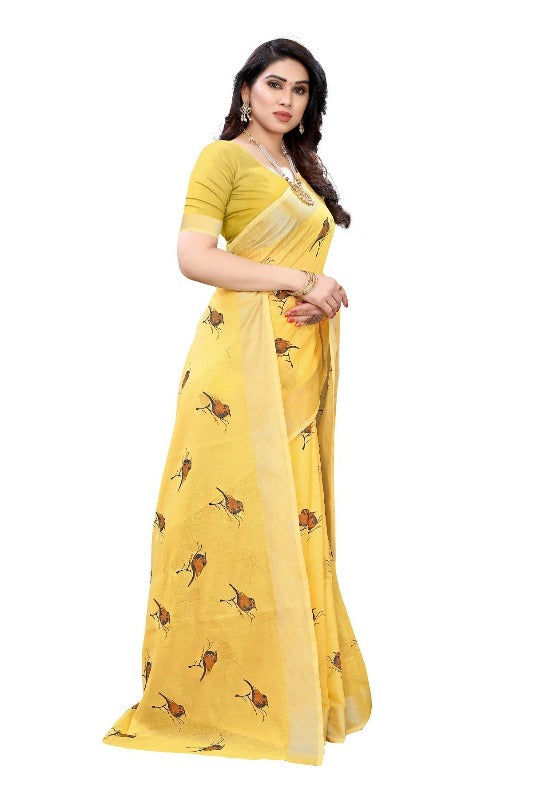 Vamika Yellow Chanderi Designer Saree (SERIN YELLOW) | Grocsy