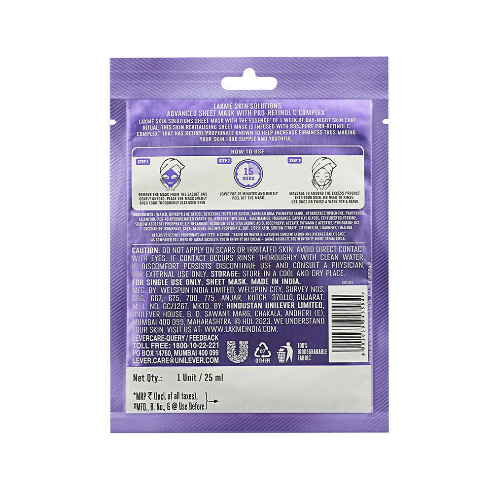 Lakme Skin Solutions Anti-Aging Sheet Mask | Grocsy
