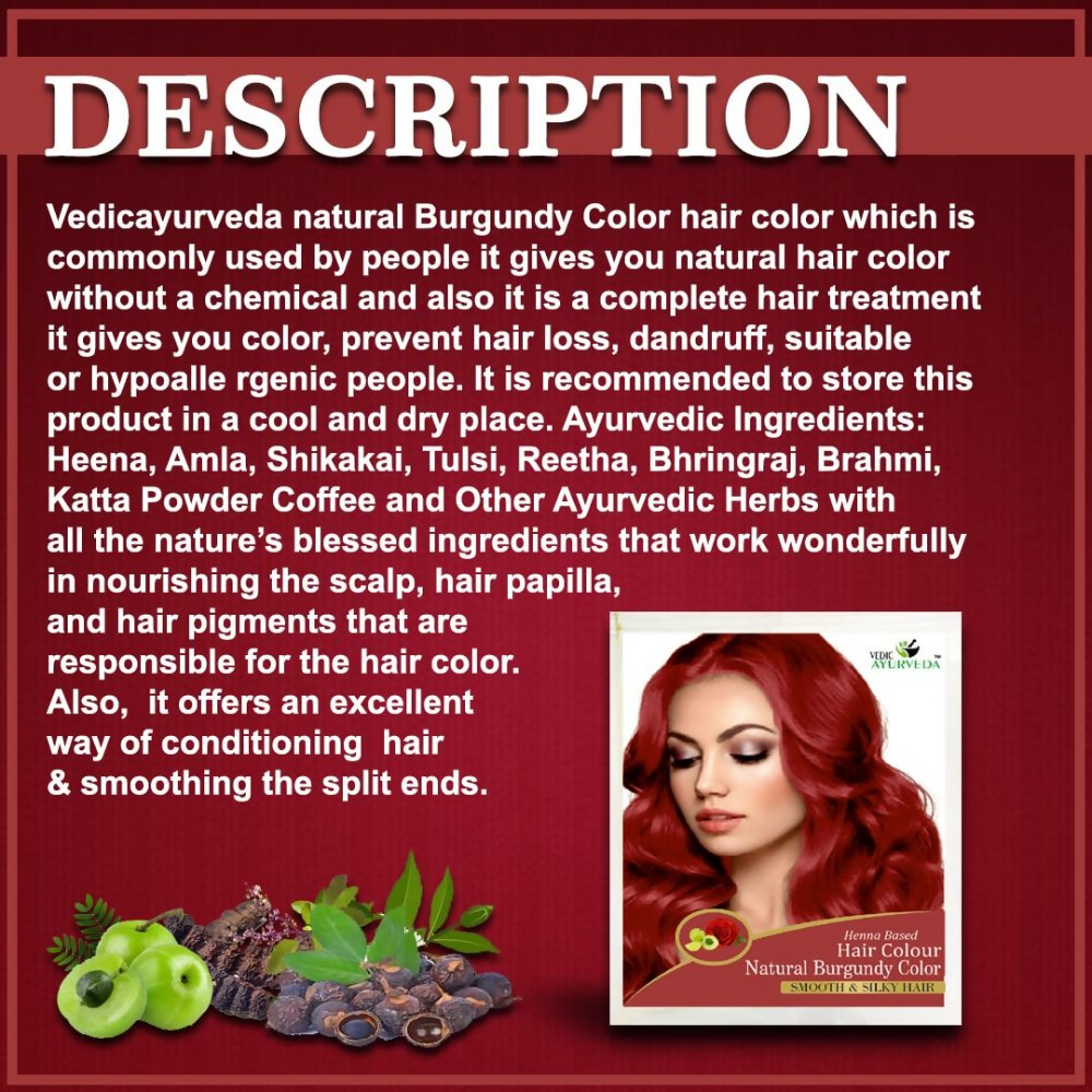 VedicAyurveda Henna Hair Color - Burgundy | Grocsy