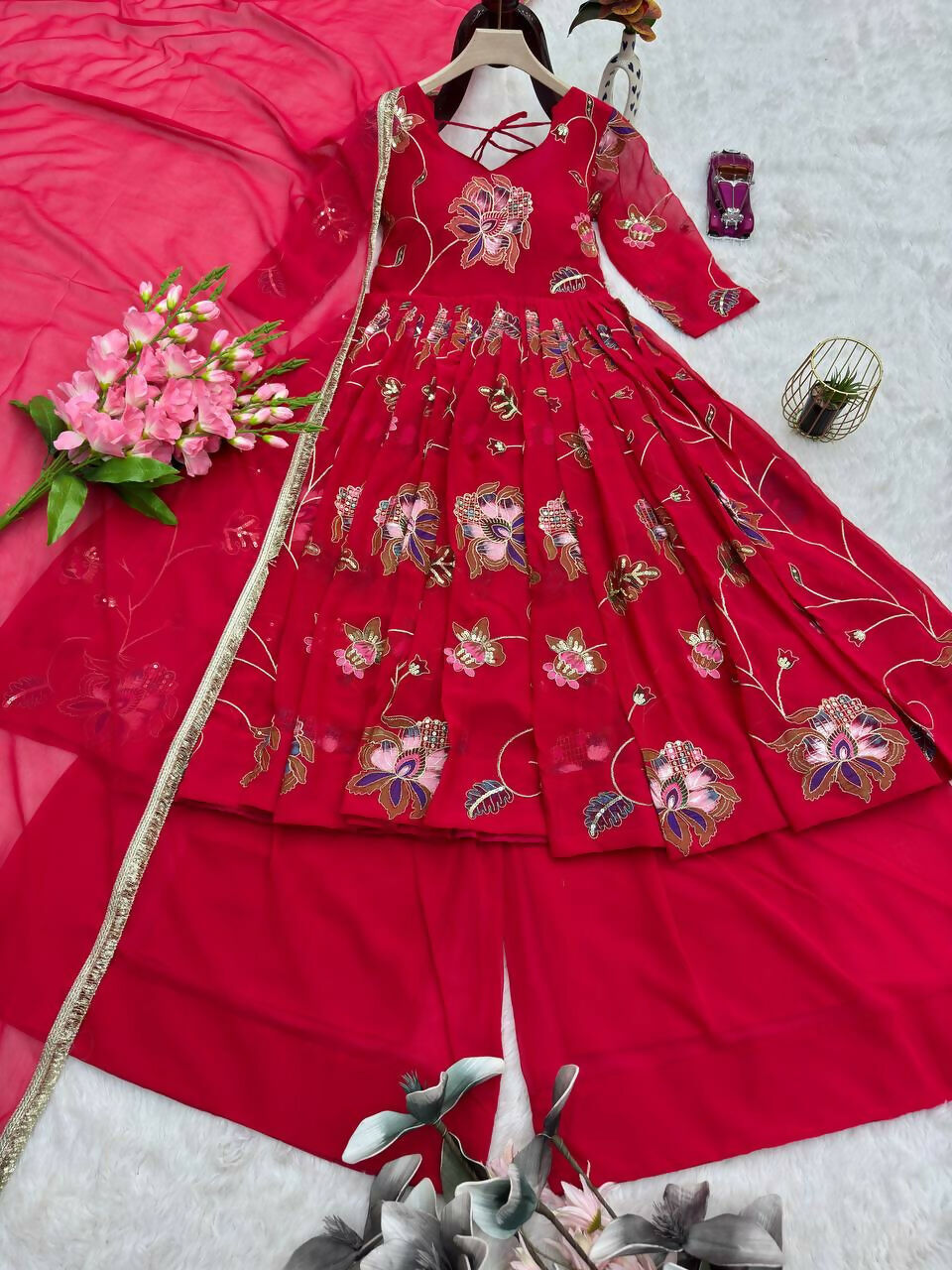 Teeya Creation Rani Color Wedding Wear Heavy Embrodiery Work Plazo Set | Grocsy