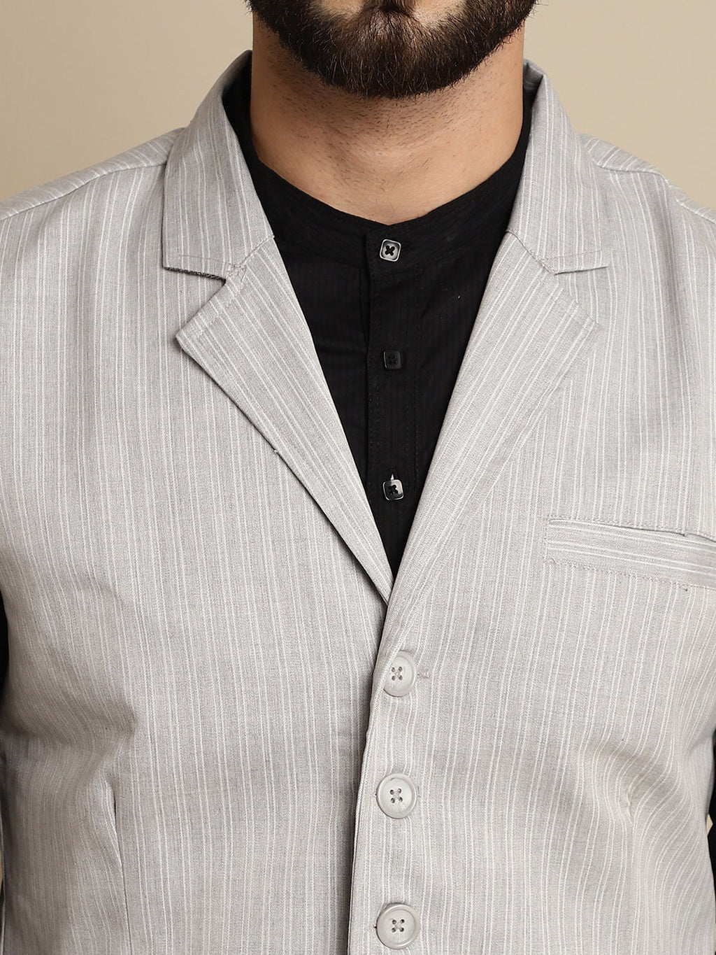 Even Apparels Men's Grey Waistcoat with Notched Lapel | Grocsy