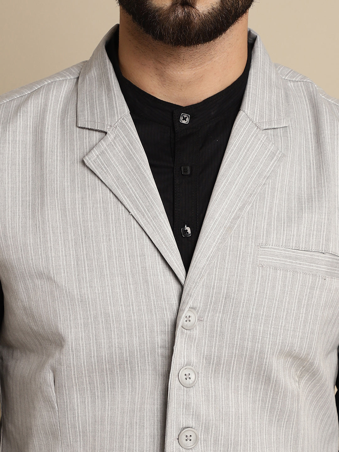 Even Apparels Men's Grey Waistcoat with Notched Lapel | Grocsy