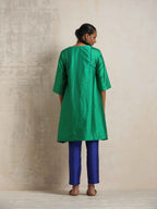 trueBrowns Bright Green Silk Kurta Co-ord Set | Grocsy