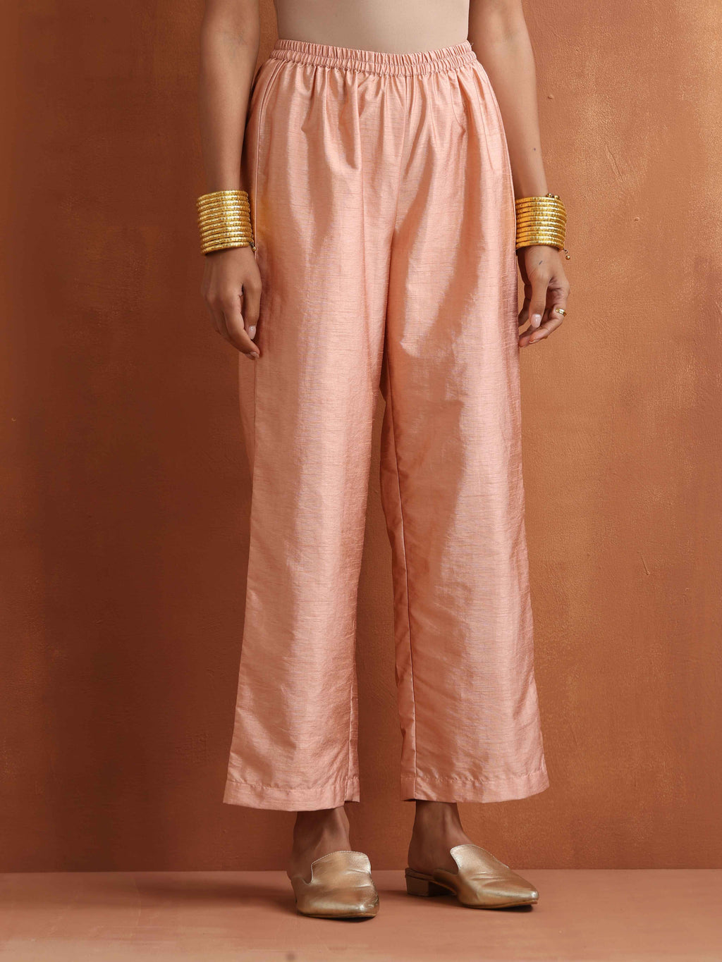 trueBrowns Blush Pink Tissue Flared Anarkali Kurta Set | Grocsy