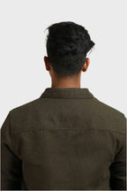 Xkind Olive Green Regular Fit Shacket | Grocsy