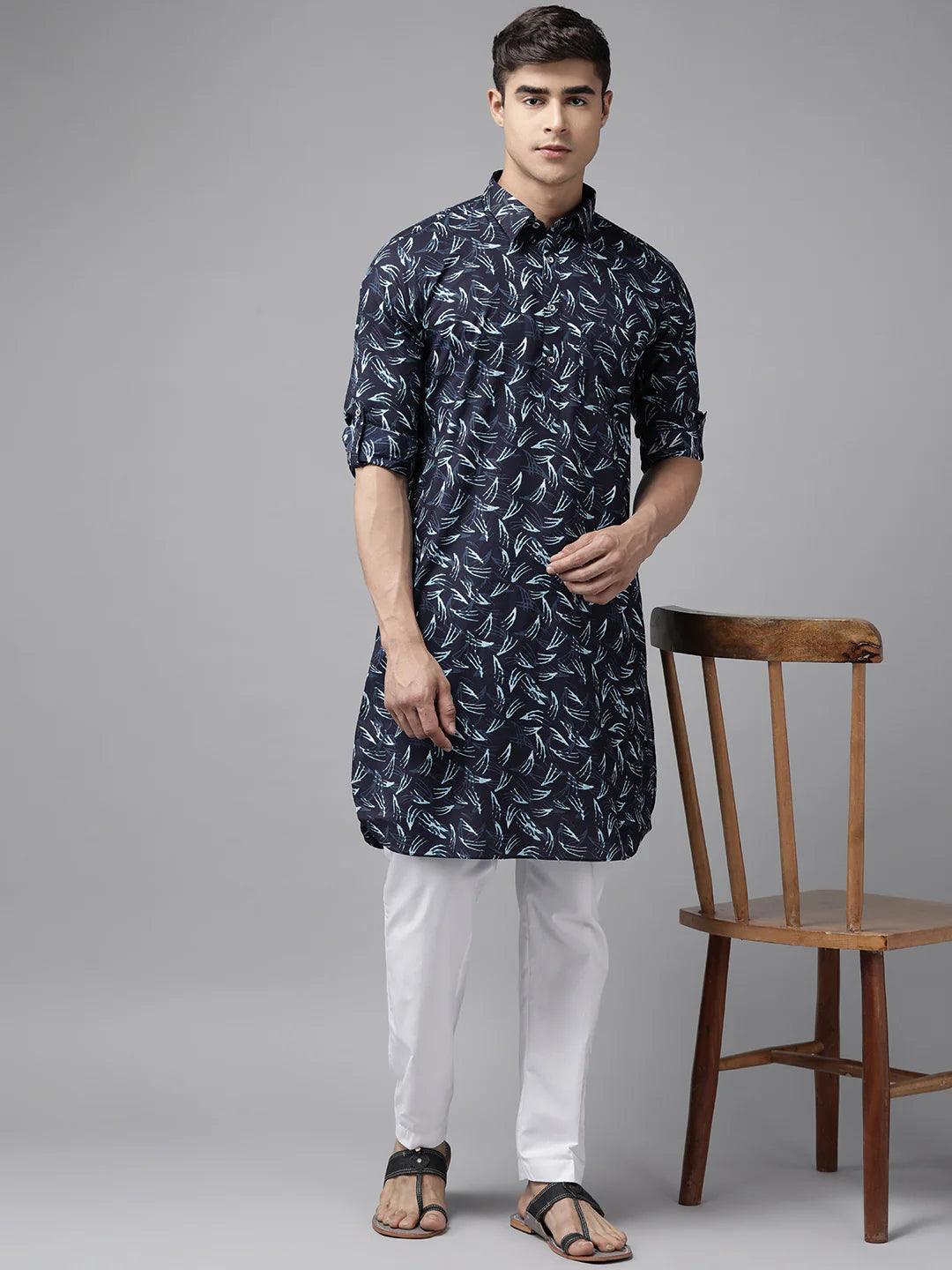 Fabmade Pure Cotton Pathani Kurta Print | Grocsy
