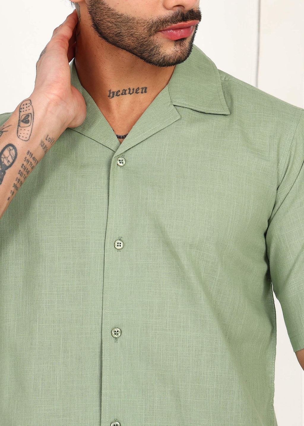 Fabmade Sage Breeze Linen Shirt | Grocsy