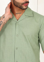 Fabmade Sage Breeze Linen Shirt | Grocsy