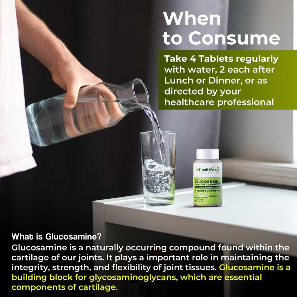 Health Veda Organics Plant Based Glucosamine Chondroitin & MSM Tablets | Grocsy