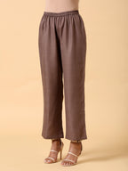 trueBrowns Cotton Linen Rust Red Kurta Pant Set | Grocsy