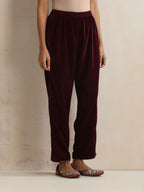 trueBrowns Purple Velvet Kurta Co-ord Set | Grocsy