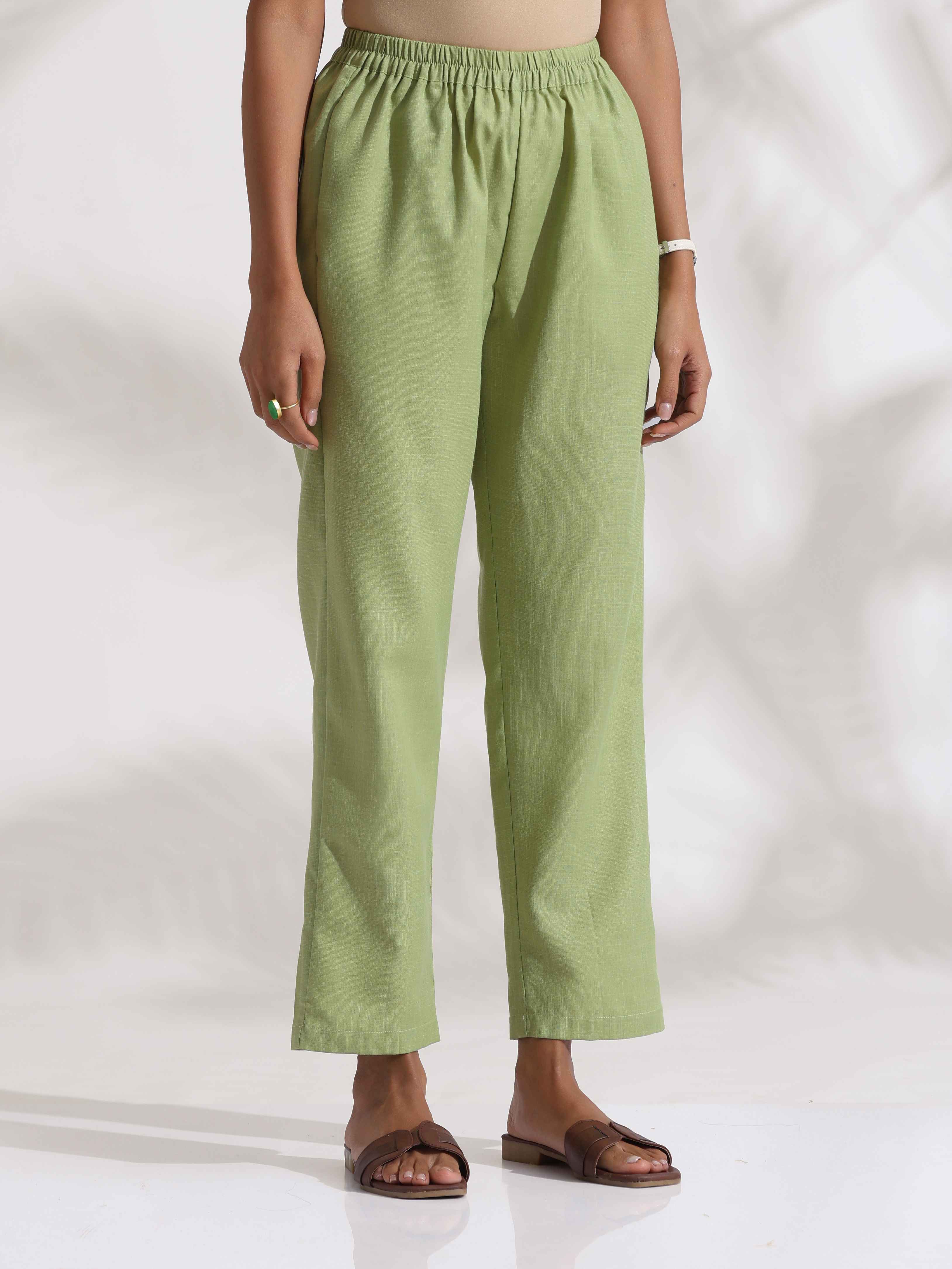 trueBrowns Green Slub Co-ord Set | Grocsy