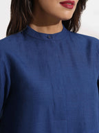 trueBrowns Blue Slub Kurta Set | Grocsy