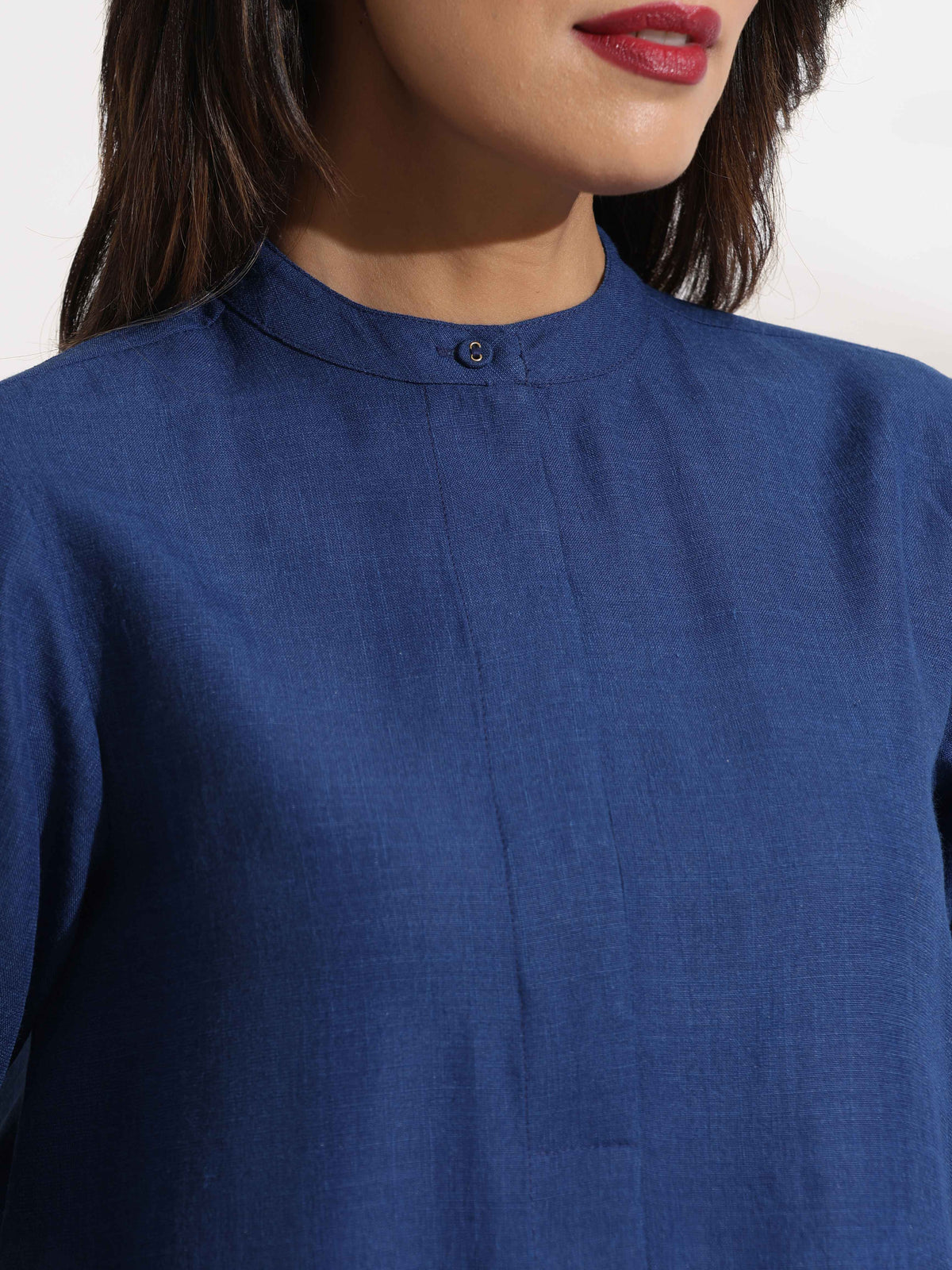 trueBrowns Blue Slub Kurta Set | Grocsy