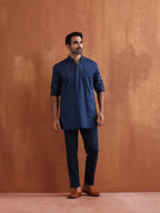 trueBrowns Men's Blue Cotton Short Kurta | Grocsy