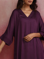 trueBrowns Purple Modal Kimono Kurta Set | Grocsy