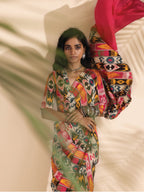 trueBrowns Cola Pink Muslin Ikat Saree | Grocsy