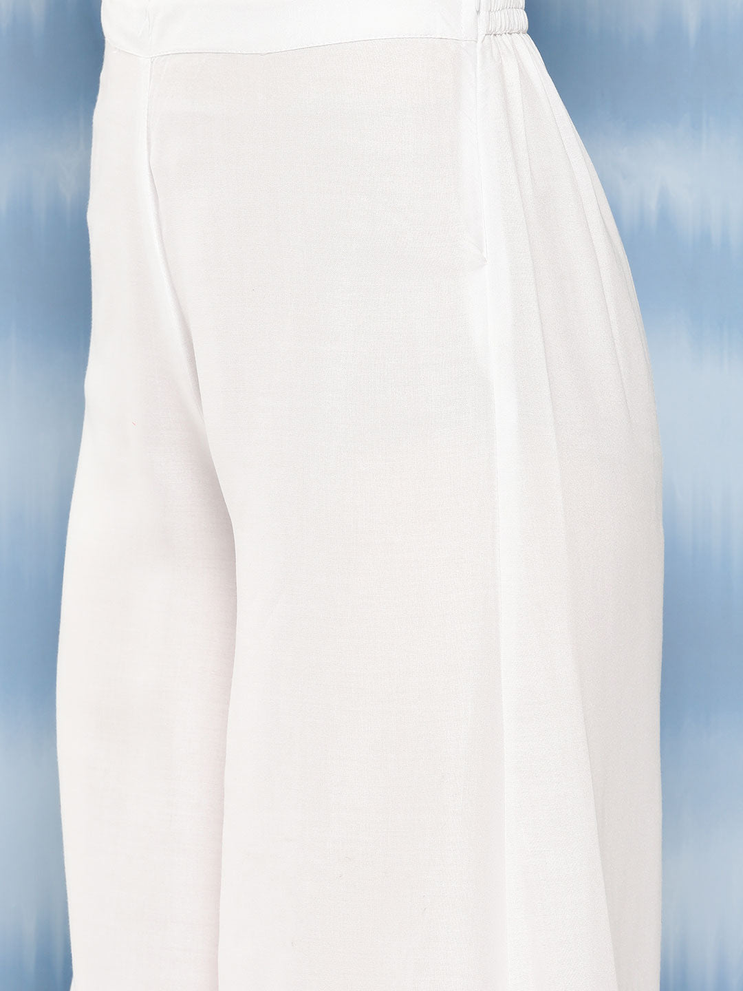 InWeave Women's White Strappy Set With Navy Pink Lotus Cr Dupatta | Grocsy