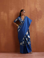 trueBrowns Blue Metallic Blouse | Grocsy