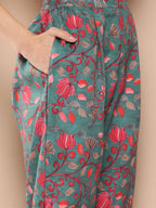 Ahalyaa Women Floral Printed Regular Gotta Patti Kurta with Trousers | Grocsy