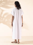 trueBrowns White Cotton Oversized Dress | Grocsy