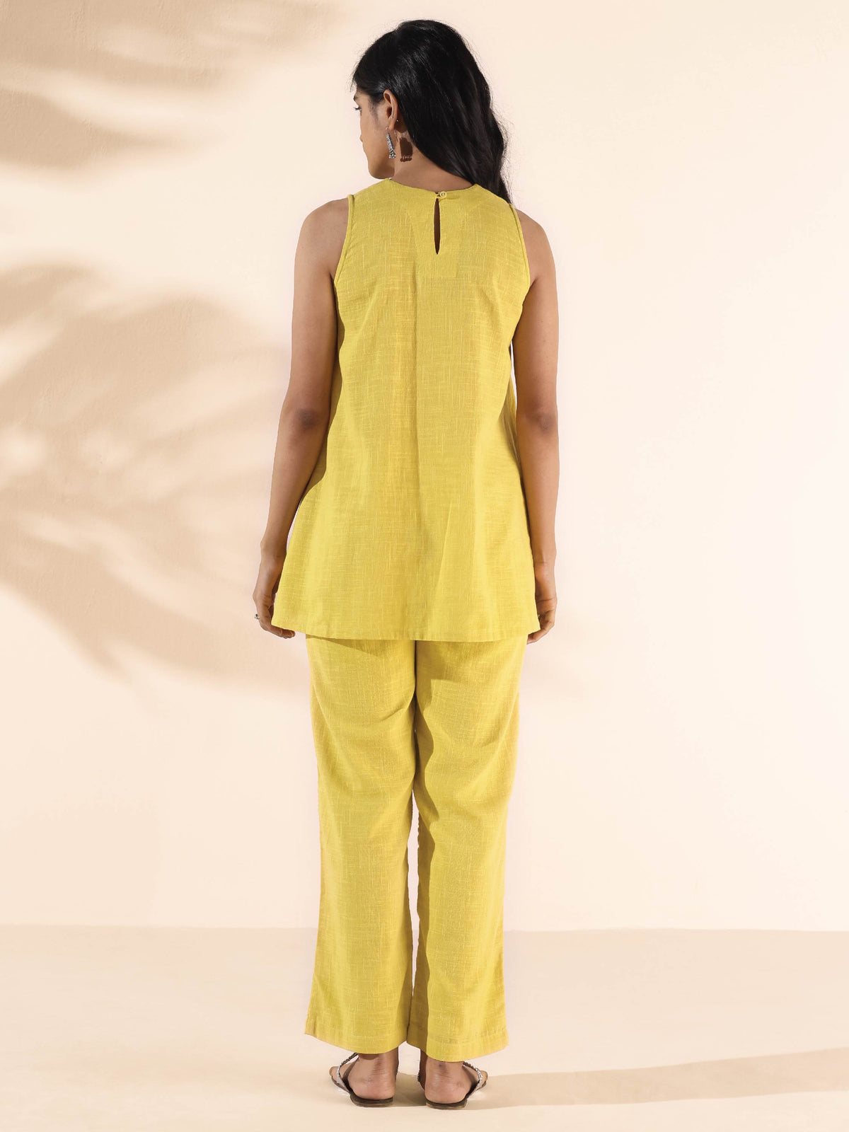 trueBrowns Lime Cotton Sleeveless Co-ord Set | Grocsy