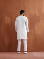 trueBrowns Men's Ivory Sequin Chanderi Kurta | Grocsy
