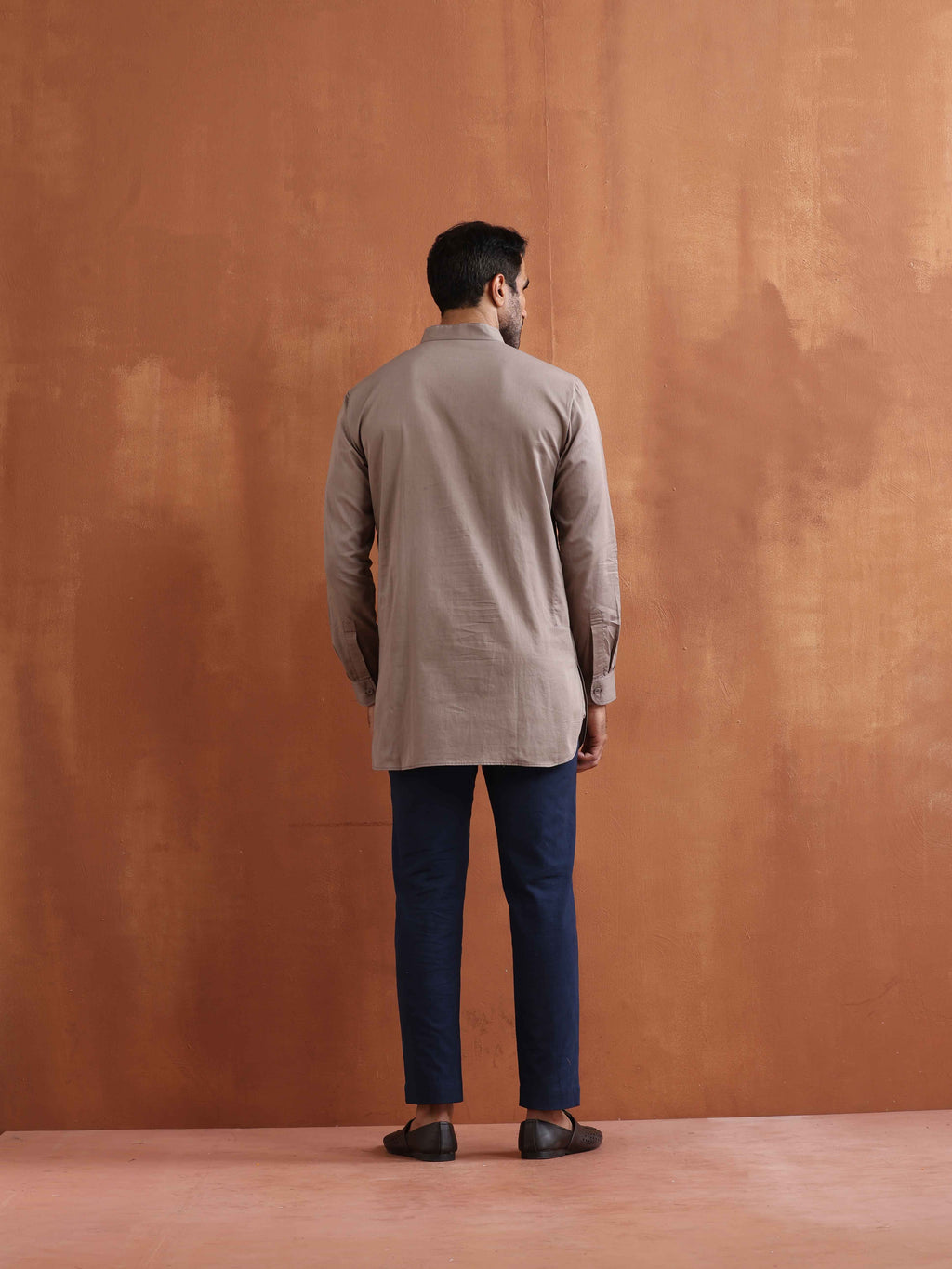 trueBrowns Men's Beige Cotton Short Kurta | Grocsy