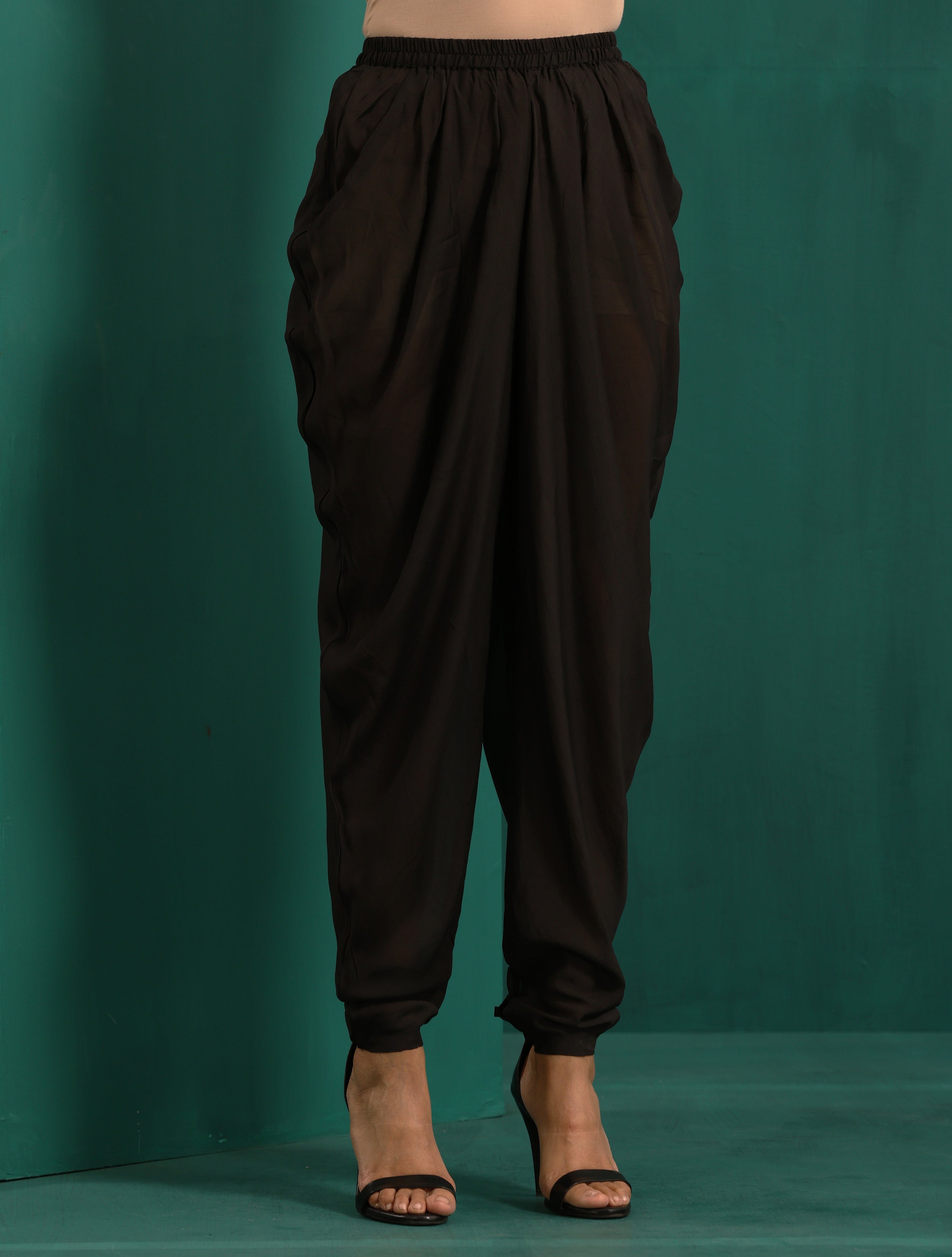 trueBrowns Black Ikat Muslin Silk Printed High Low Co-ord Set | Grocsy