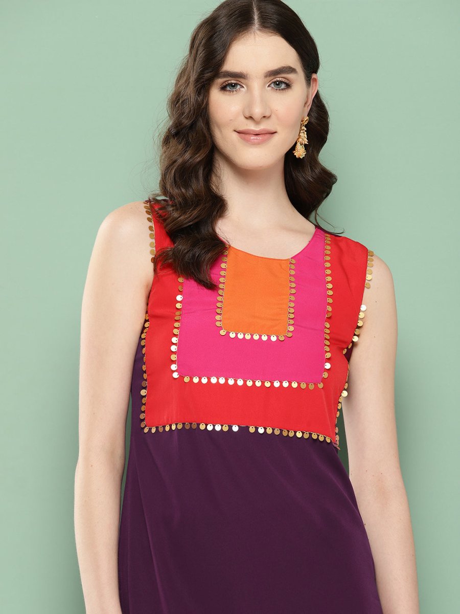 Ahalyaa Women Yoke Design Sequinned Crepe Kurta | Grocsy