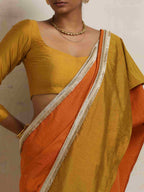trueBrowns Orange Silk Ready To Wear Saree | Grocsy