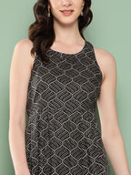 InWeave Women's Black Bandhej Print Raisa Back Detial Long Coords Set | Grocsy