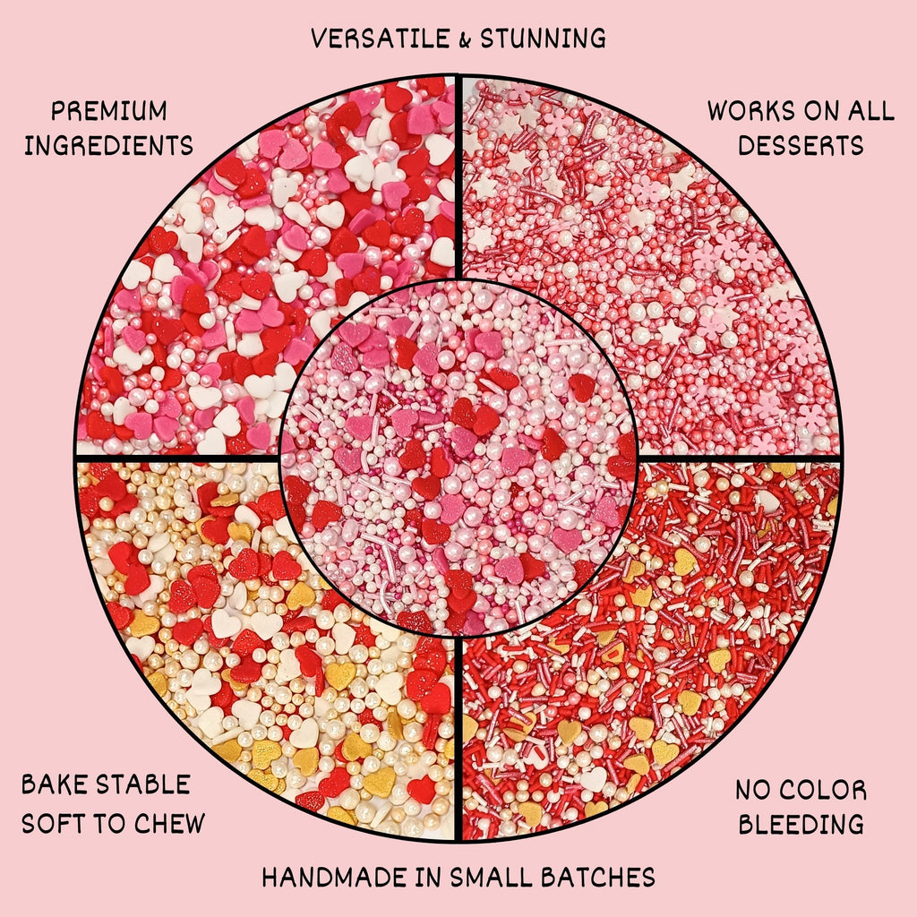 Confect Valentine Sprinkles | 08 Edible Decoration for Baking & Dessert | Grocsy