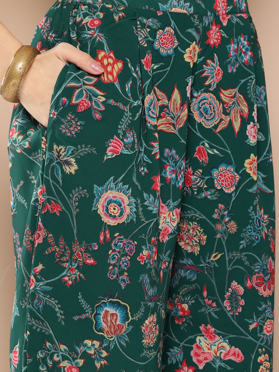 Ahalyaa Women Floral Printed Regular Gotta Patti Kurta with Palazzos | Grocsy