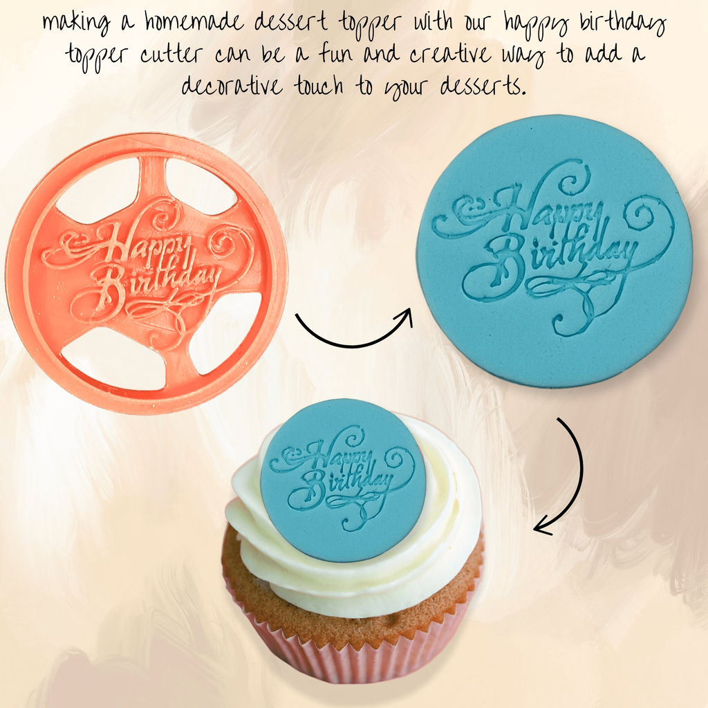 Confect Toppers Cutters | Congratulations Topper Cutter | Fondant Cutter | Celebration Topper Cutter | (Happy Birthday 03) | Grocsy