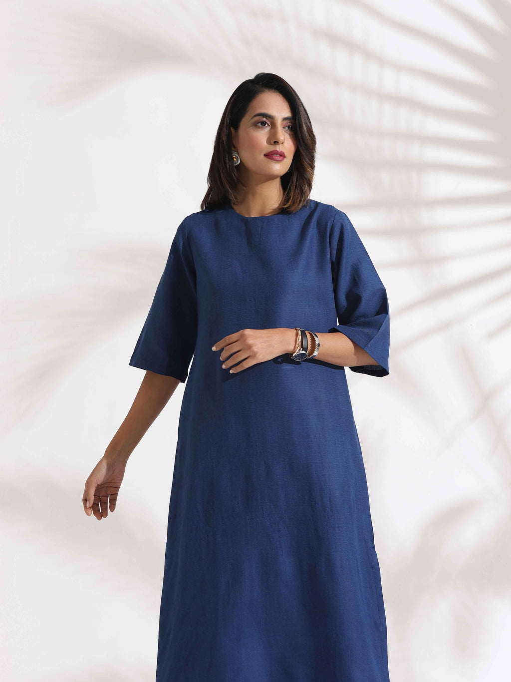 trueBrowns Blue Slub Dress | Grocsy