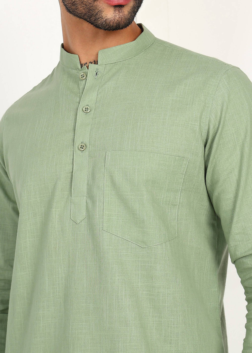 Fabmade Sage Linen Kurta | Grocsy
