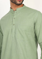 Fabmade Sage Linen Kurta | Grocsy